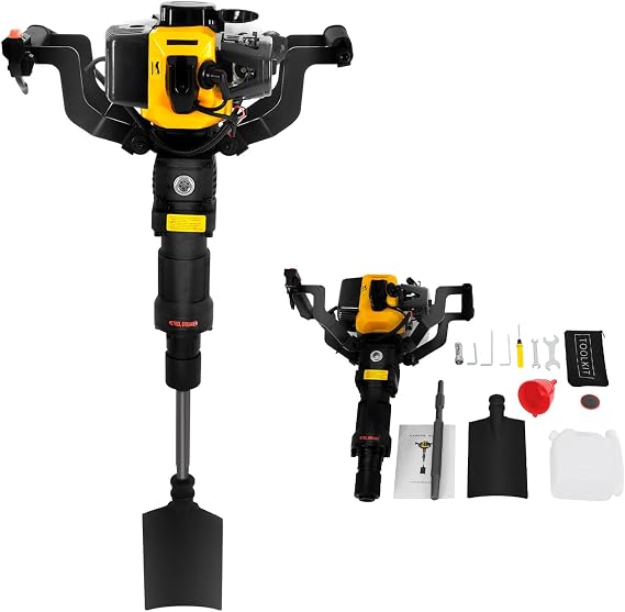 2 Stroke Tree Digger, 52CC 1250W Gas Powered Garden Tree Digger Single-Cylinder Handheld Trencher Portable Excavator Gas Tree Planting Shovel with Shovel for Orchards Parks Nurseries