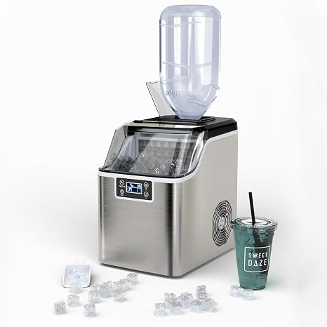 COSTWAY Countertop Ice Maker, 40LBS/24H Portable Compact Ice Machine with Top Inlet Hole, Auto Self-Cleaning Function, 24 pcs Ice Cube in 15 Mins, Ice Scoop and Basket Perfect for Home, Party, Office