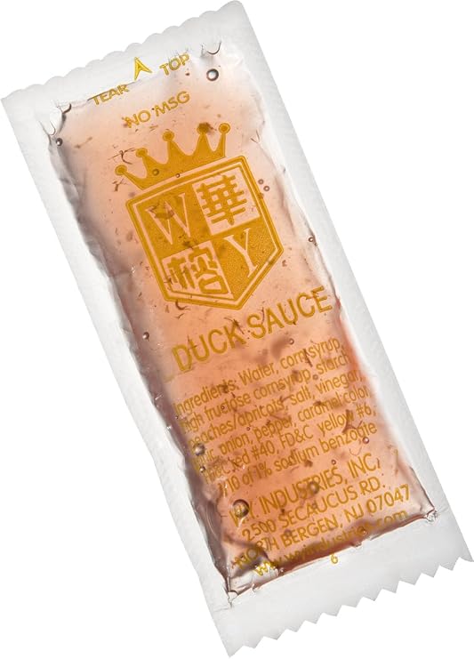 W.Y. Industries Chinese Takeout Duck Sauce Condiment Packets. 200 count single serve. Packaged in 10x14 KPAK food safe polybag. 71 Oz.