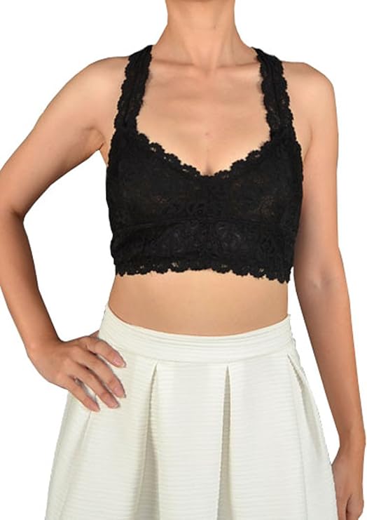 PacificPlex Womens Lace Racerback Bralette Bra Crop Top