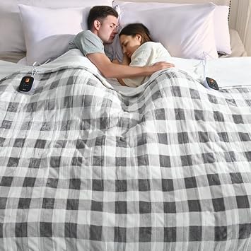 Bearhug Electric Blanket Queen Size 84" x 90" Velvet Winter Warmer 10-Heating Levels 0.5-12H Auto Off Over-Heat Protect ETL Certified Machine Washable
