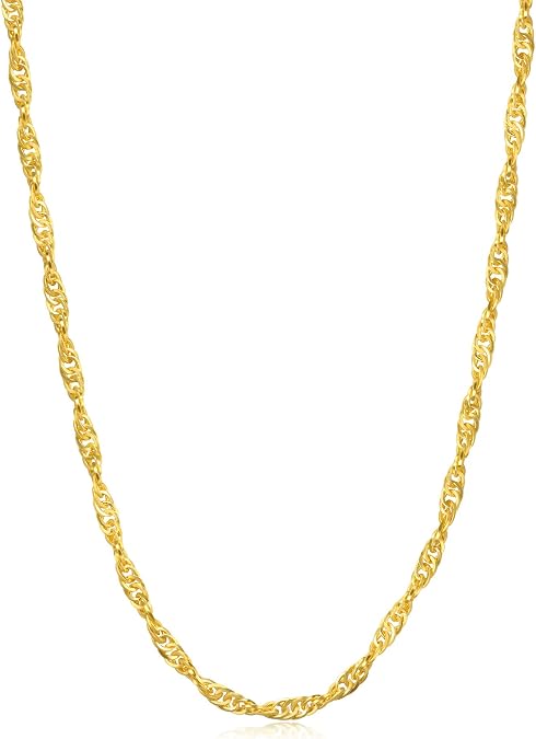 CHOW SANG SANG 999.9 24K Solid Gold Price-by-Weight Gold Twisted, Singapore Chain Necklace 64425N