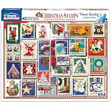White Mountain 1000 Piece Jigsaw Puzzle Winter Christmas Holiday Puzzles for Adults and Teens 24"x30" Large Pieces - Christmas Stamps