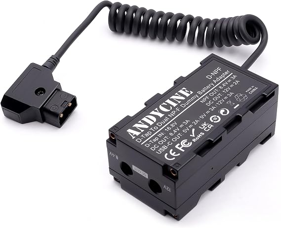 ANDYCINE D-Tap P-Tap to Double-Sided NP-F Series Dummy Battery Power Adapter with Dual DC, USB-C Output Power Supply for Camera, Monitor, Compatible with DJI SDR Video Transmitter