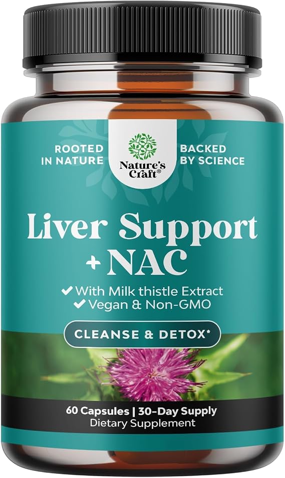 Natures Craft NAC Liver Support with Milk Thistle Supplement - 60 Count