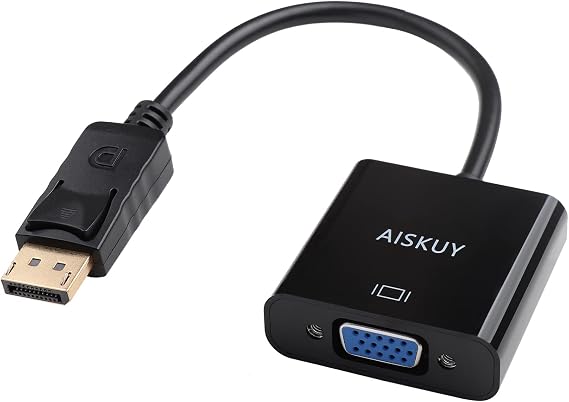 Displayport to VGA Adapter, Display Port (DP) Male to VGA Female Converter for Computer Desktop Laptop Projector Monitor HDTV