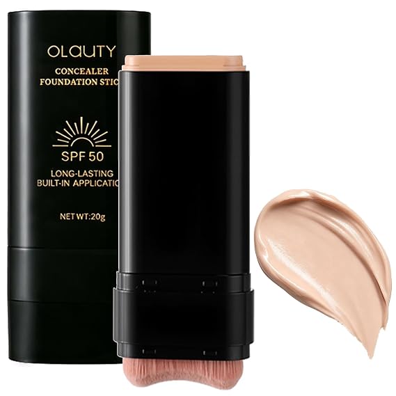 Foundation Stick, 2 in 1 Dual-Ended Long-Lasting Korean Foundation Stick, Full Coverage Foundation Makeup, Sunscreen Concealer Stick, Tattoo Cover Up Makeup, Matte Finish for Face (LIGHT SKIN)