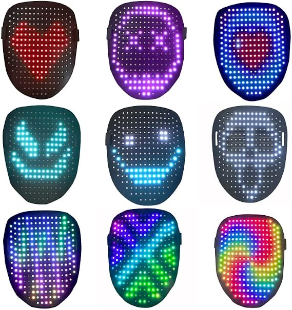 Gelrova Led Mask Light up Mask with Gesture Sensing, Cool Glowing Toys Gag Gift for Halloween Christmas Costume Party