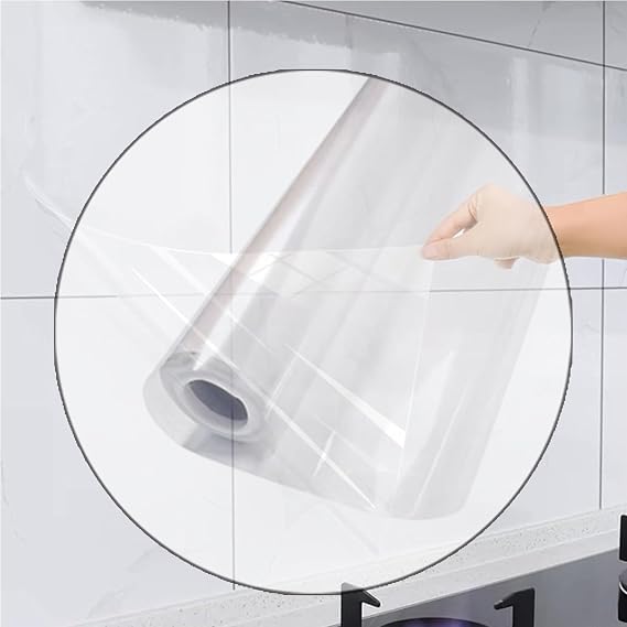Kitchen Clear Contact Paper,Self-Adhesive OilProof Waterproof Wall ProtectionFilm,Covering Removable Protective Film forCabinets Cupboard Doors Walls Kitchen(15.75inx 118in) 1PCs
