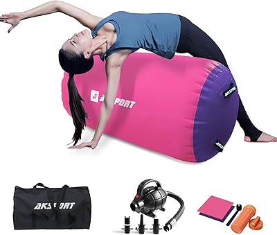 AKSPORT Air Roller Gymnastics Air Barrel for Backbends and Back Handsprings Exercise Training with Electric Air Pump for Home UseYogaCheerleadingTumblingBack Walkovers