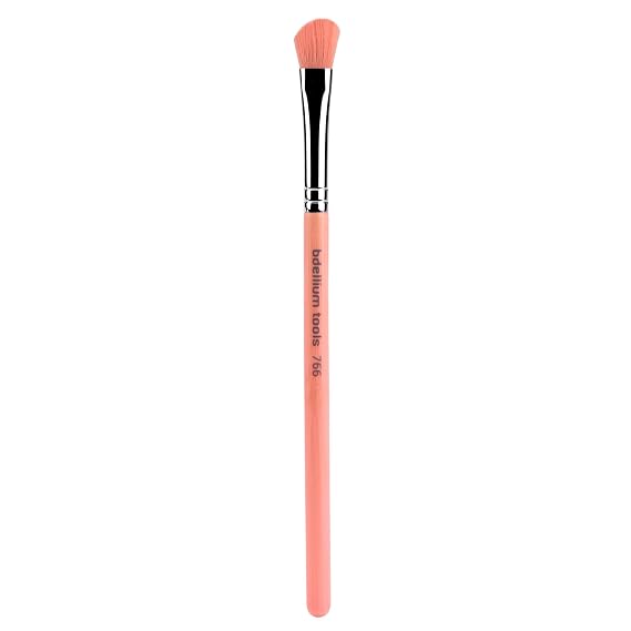 Bdellium Tools Professional Makeup Brush - Pink Bambu Series 766 Angled Shadow - With Soft Synthetic Fibers, For Applying Eyeshadow (Pink, 1pc)