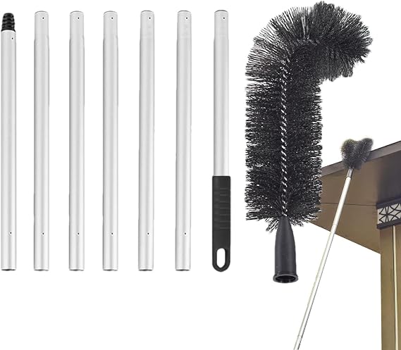 Gutter Cleaning Tools - Extendable Gutter Brush, Long Reach Gutter Brush | Roofing Brush Cleaner with Inspection and Gutter, Removal Gutter Cleaning