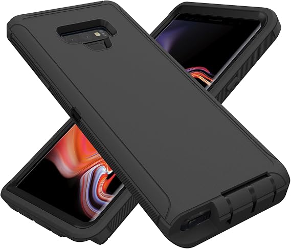 for Samsung Galaxy Note 9 Case, Heavy Duty Protective Case Dustproof Shockproof Drop Protection, 3 in 1 Rugged Cover for Samsung Galaxy Note 9 6.4 Inch (Black)