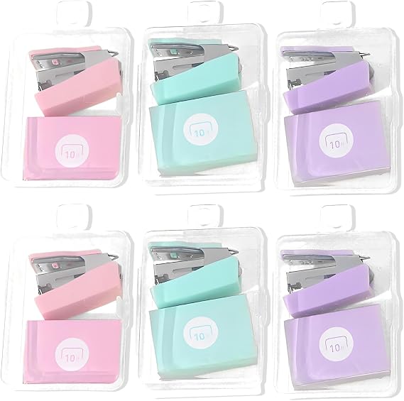6Pcs Mini Stapler and Staples Set, Small Stapler with Staples | Compact Desktop Design with Standard Staples, Suitable for for Office School Home Travel Paper Binding