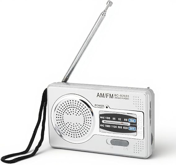 Portable Radio, AM FM Pocket Radio, Battery Powered, Premium Speaker, Headphone Jack, Suitable for Gift Giving, Elderly, Family, Travel, Camping, Etc
