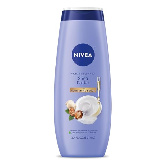 NIVEA Nourishing Shea Butter Body Wash, Nourishing Serum, 20 FL OZ