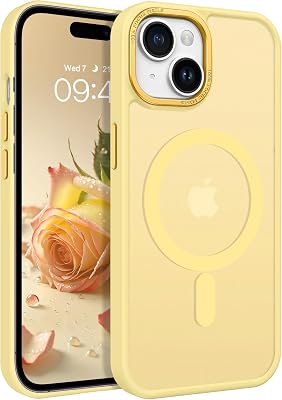 BENTOBEN for iPhone 15 Case, for iPhone15 Phone Case Compatible with MagSafe, Translucent Matte Magnetic Cover Shockproof Women Girl Protective Cute Case for iPhone 15 6.1, Light Yellow
