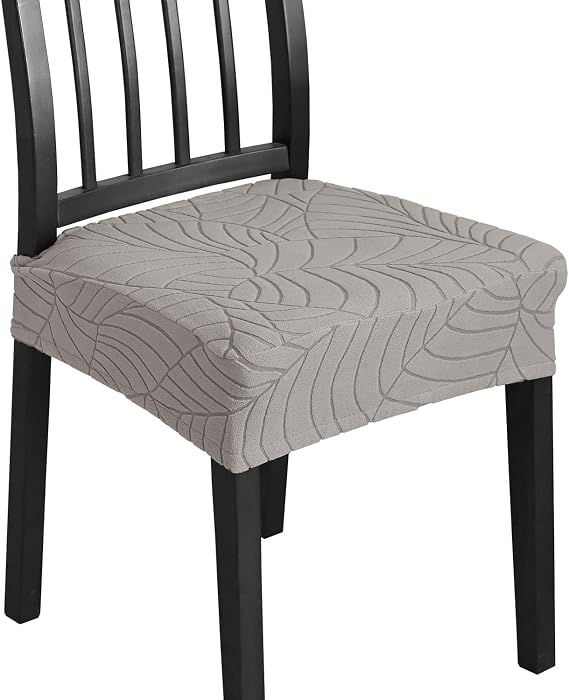Chair Seat Covers for Dining Room Chairs Set of 4, Removable Washable Kitchen Chair Covers Anti-Dust Dining Chair Cover Chair Slipcovers Protector (4, Taupe)