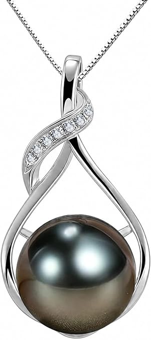 NONNYL Gifts for Women Wife-Tahitian-Black-Pearl-Necklace-Gift for Wife Wedding Birthday Anniversary Jewelry-Mom Girlfriend Her Mothers Day Gifts for Mom Women Valentines Christmas Day