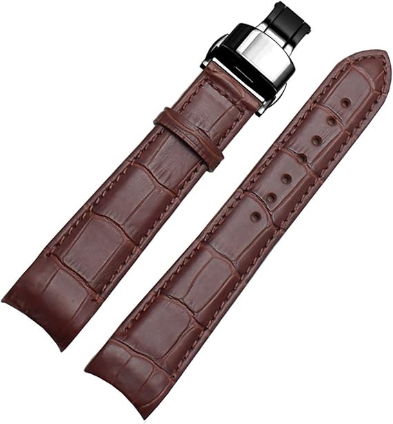 Curved end Men watchband Straps for BL9002-37 05A BT0001-12E 01A Brand Watch Genuine Leather with Butterfly Buckle 20 21 22mm (Color : Brownx Black Clasp, Size : 22mm)