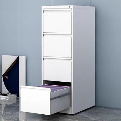 4 Drawer File Cabinet with Lock, Metal Vertical Filing Storage Cabinet for Office Home, Filing Cabinet with 4 Drawer for LegalLetterA4F4 Size Require Assembly