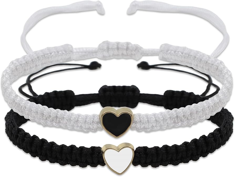 2Pcs Couple Bracelet Heart Matching Bracelets for Couples Bf and Gf Bracelets Adjustable Cute Bracelet for Women
