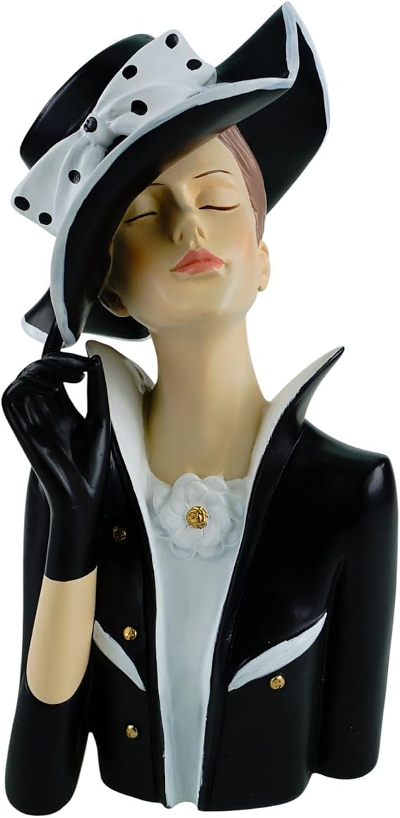 formano Decorative Bust Lady Modern Decorative Figure Women's Bust Polyresin Hand-Painted 28 cm Stylish Home Accessories in White/Black Elegant Table & Shelf Decoration