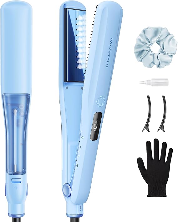 Wavytalk Steam Hair Straightener Steam Sesh for Less Heat Damage, Flat Iron