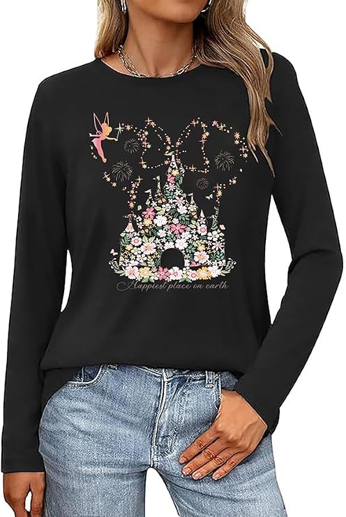 Tewmeu Long Sleeve Shirts For Women Cute Graphic Tee Funny Sweatshirts