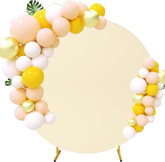 6FT Round Wedding Arch Cover for 6FT Circle Arch Stand, Thick Polyester Fabric Adjustable Circle Arch Backdrop Cover for Wedding Birthday Party Baby Shower Photography Decoration(Beige)