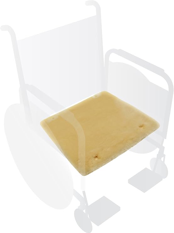 Eurow Genuine Australian Merino Sheepskin Wheelchair Seat Pad, Thick Pressure Relief Cushion for Comfort, Friction, Pain Reduction, Breathable, Machine Washable,18x18, Champagne