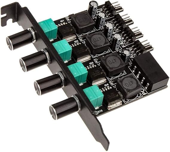 PCI Bracket 4-Way High Power Fan Controller, Black