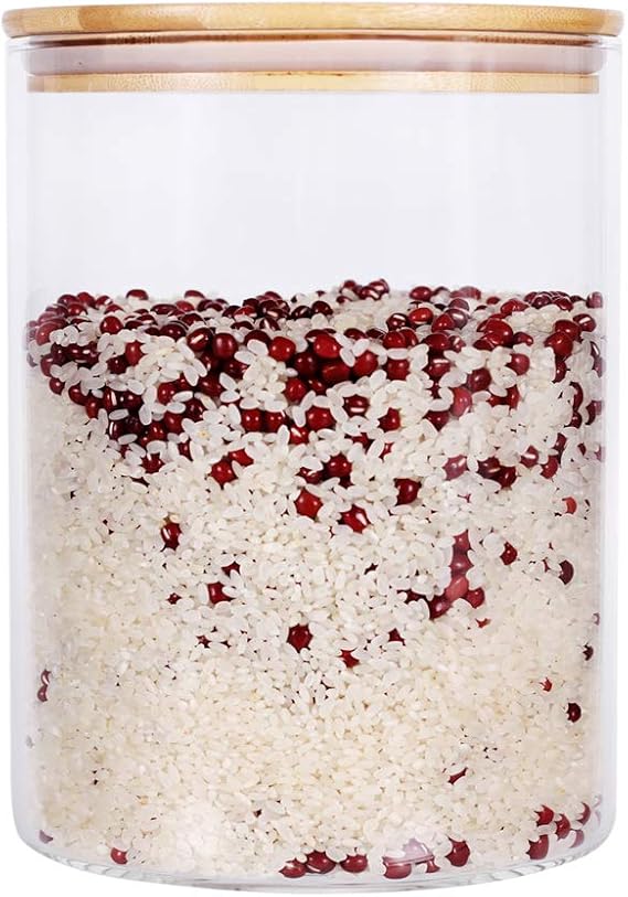 Large Glass Food Storage Container, 100 FL OZ (3000ml) Glass Food Canister with Airtight Bamboo Lids for Your Pantry, BPA-Free Cereal Dispenser Jars for Spaghetti Pasta, Powder, Tea, Coffee