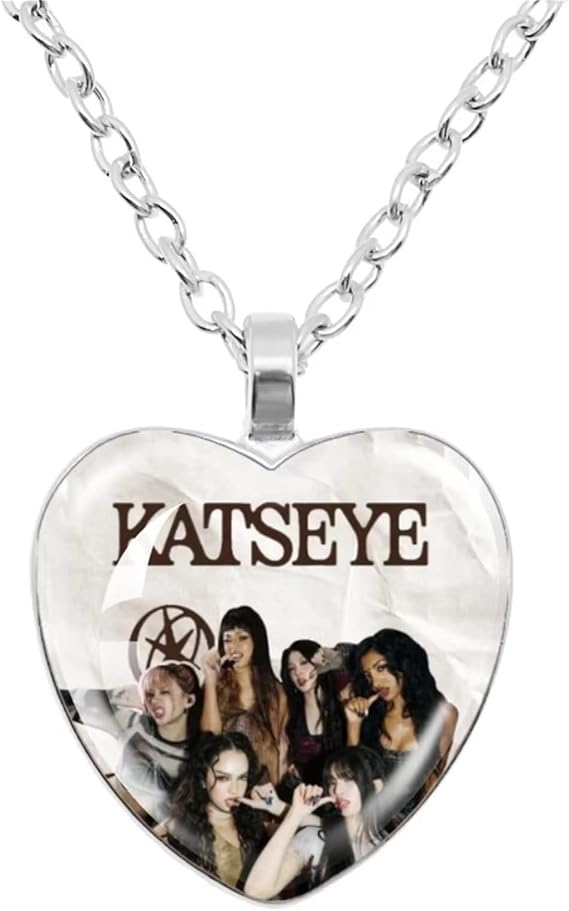 Katseye Necklace KATSEYE Merch Beautiful Chaos Tour Merchandise Y2k Pendant Heart Pendant Necklace Accessories for Fans, Womens, Girls A03