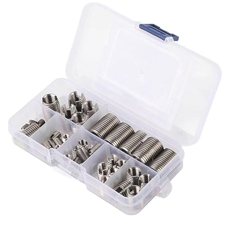 50Pcs Quick Thread Insert, M3 - M12 Stainless Steel Inner Thread Self Tapping Thread Inserts Set Thread Reinforce Repair Tool with a Storage Case