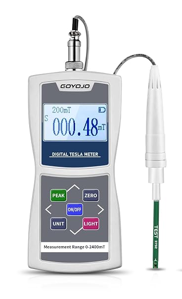 GOYOJO Digital Gauss Meter (2400mT/24000Gs), High Accuracy Magnetic Field Tester for DC Magnet Measurement, Permanent Magnets, Motors, Speakers, and Industrial Applications, 5% Accuracy