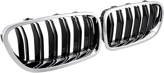 amopacorp Chrome Left Right Front Kidney Grille Compatible with 2010-2017 F10 5-Series 520i 523i 525i 528i 530i 535i 550i Sedan F11 Touring 2011-2016