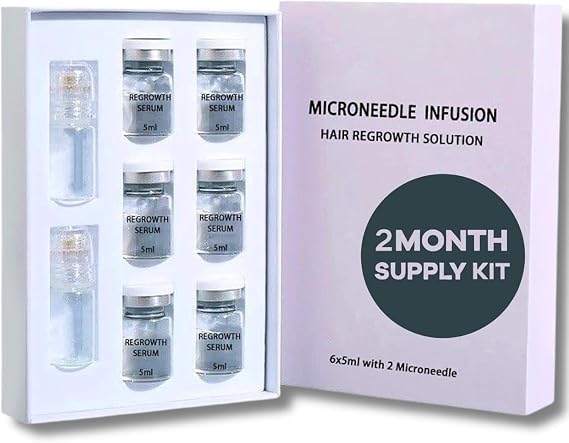 Hair Growth Serum Kit with 0.25mm Scalp Stamp, Peptide and Caffeine Serum