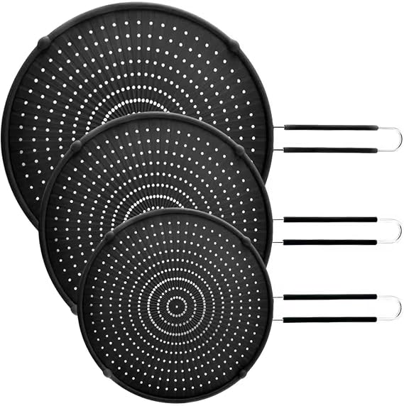 Silicone Splatter Screen for Frying Pan,Grease Splatter Guard,Heat-Resistant Splatter Guards for Cooking,Dishwasher Safe (9.8", 11.4", 13")