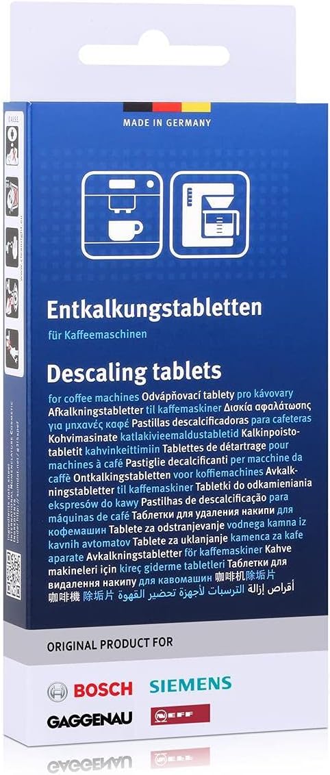 Bosch Siemens 311819 00311819 orijinal 3 x kireç çözücü Tab Entkalkungstabletten Entkalkertabletten temizlik 2 in1 Calc + Protect, kısmen EQ. 5 EQ. 6 EQ. 7 EQ. 8 kahve otomatı kahve makinesi kahve makinesi