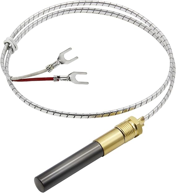 Ganivsor 24" Thermopile Generators 750 Millivolt Thermopile Q313A for Gas Water Heater/Fireplace/Gas Fryer/Oven, 750 Temperature Resistance Cluster Thermocouple for Fireplace (24" Aluminum)