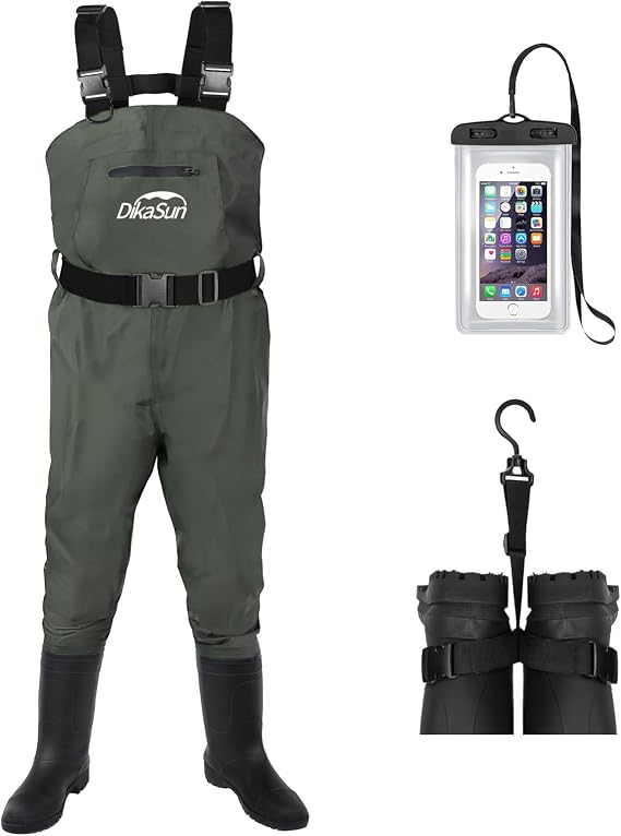 Waterproof Fishing Waders for Men Women| 2-Ply Nylon/PVC Chest Wader with Boots for Fly Fishing