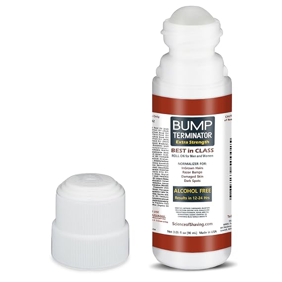 Bump Terminator Extra Strength Razor Bumps & Ingrown Hair Treatment, Back Of Head Bumps Remover Unisex - Roll On