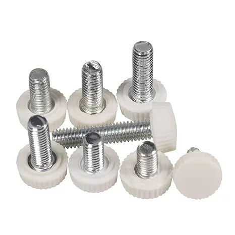 M4x6mm Male Thread Thumb Screw Knobs,Grip Thumb Screw,Threaded Knurled Knobs Grip,Round Head Clamping Knobs (20 Pcs White