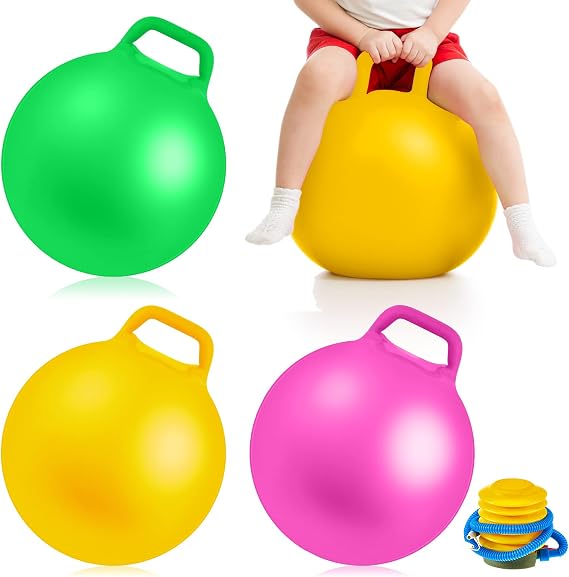 Lewtemi 3 Pcs Inflatable Bouncy Hopper Ball, Pink, Yellow, Green, 18 Inch