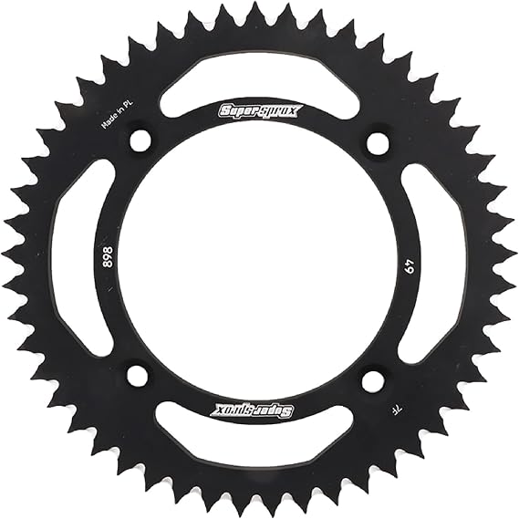 Supersprox Black Aluminum Sprocket, 49T, Chain Size 428, Ral-898-49-Blk