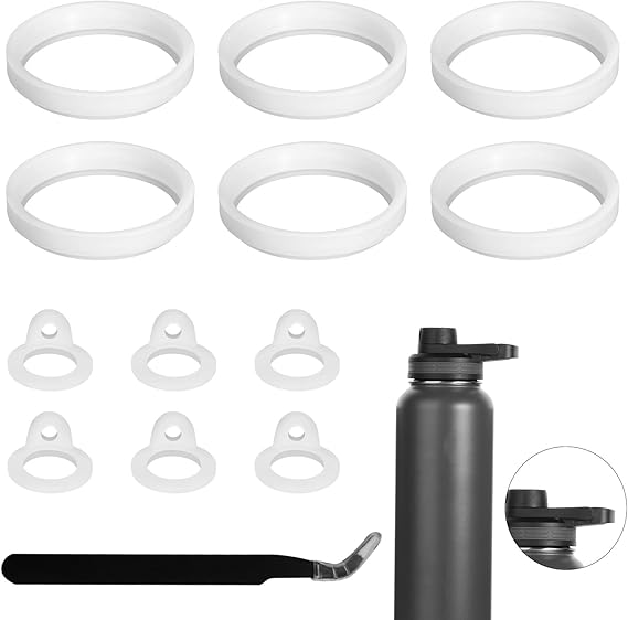 PEUTIER Water Bottle Lid Replacement for Thermoflask 24/32/40/64oz, Straw Gasket Replacement Accessories & Tweezers Silicone O Ring Rubber Seal Washer Part Compatible with Thermoflask Chug Spout Lid