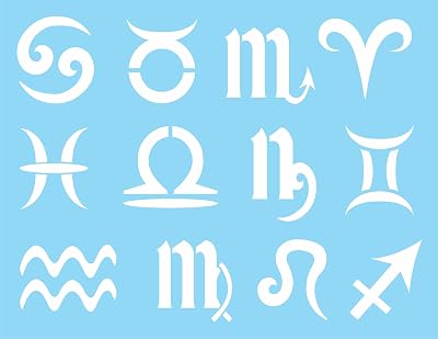 Stencils by Joanie Zodiac Horoscope 2 Astrology Symbols Aries Libra Cancer Crab Virgo Pisces DIY Art Craft Signs Reusable 7 mil Mylar Joanie