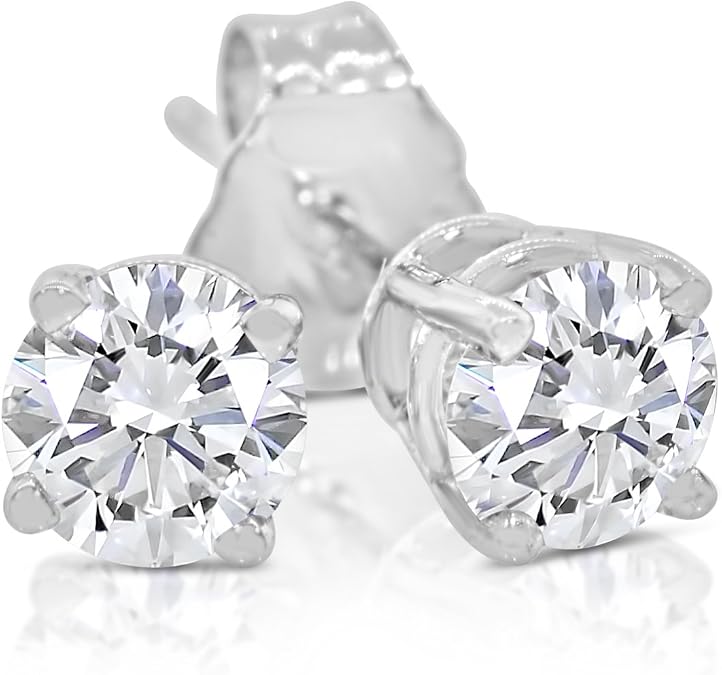 1/2 Carat TW Round Diamond Stud Earring 14k White Gold or Yellow Gold (F,VS1,Lab Created)