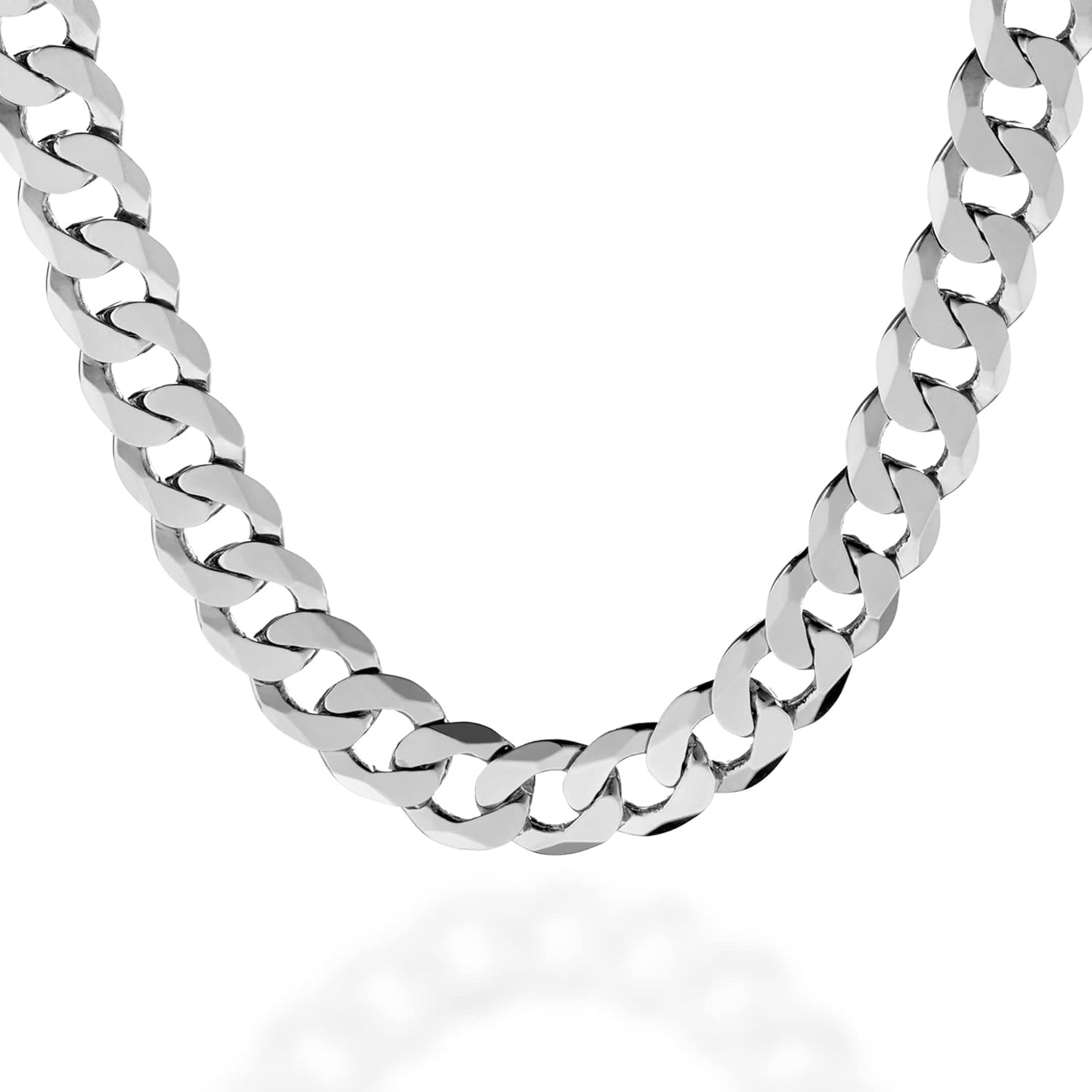 Quadri - Solid 925 Sterling Silver 10mm Diamond-Cut Cuban Link Curb Chain Necklace for Men, 18-30 Inch Made in Italy